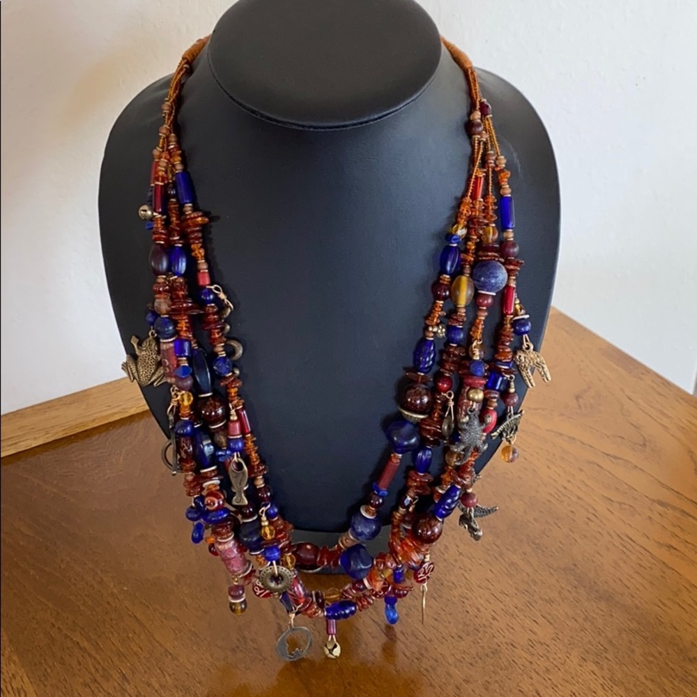 Charming Charm Necklace - 4 Strands of Colorful